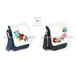 Bag - folk embroidery - hungarian flowers - Kalocsa style - black