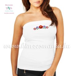 Women's top - hungarian folk fashion - machine embroidery - white