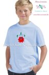   T-shirt for boys - hungarian folk machine embroidery - Matyo style - light blue