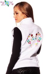 Embroidery Mania - Fleece vest - folk embroidery from Hungary - white