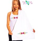 Hímzésmánia - matyó hímzett törölköző - fehér