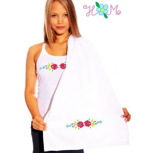 Towels - hungarian folk embroidery - Matyo style - white