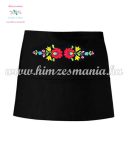  Short bar apron - 3-pocket - hungarian folk embroidery - hand made - black