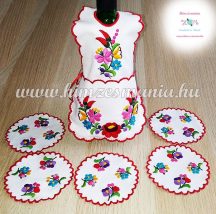   Botle apron with coaster - handmade - folk embroidery - hungarian style
