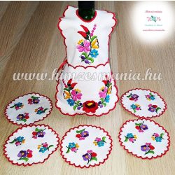   Botle apron with coaster - handmade - folk embroidery - hungarian style