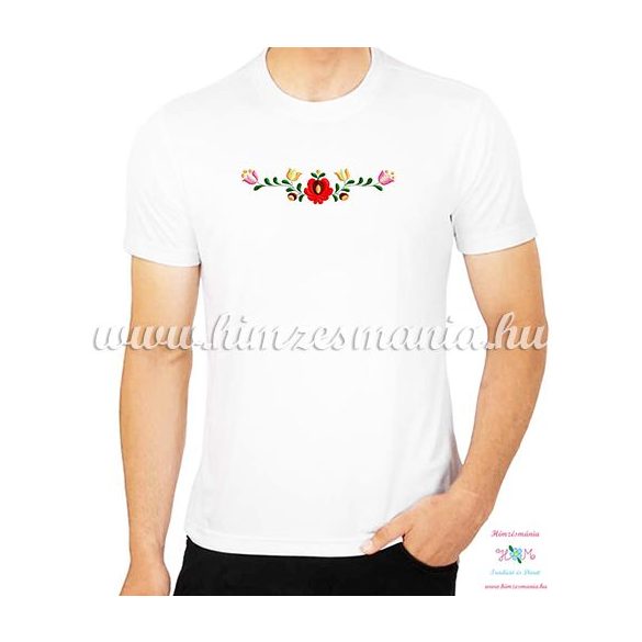 Men's Short Sleeve T-Shirts - hungarian folk embroidery - Matyo motif - white