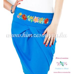 Elegant skirt - hungarian folk Kalocsa machine embroidery - cornflower - Embroidery Mania