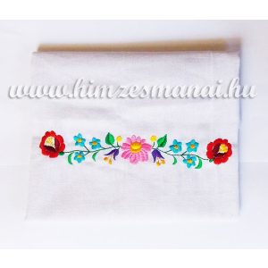 Dish cloth - hungarian folk machine-embroidery - Kalocsai style - white