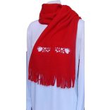 Polar scarf - hungarian folk machine-emboridery - Kalocsai style - unisex - red
