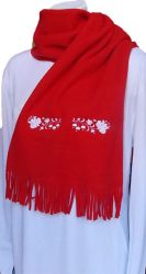 Polar scarf - hungarian folk machine-emboridery - Kalocsai style - unisex - red