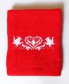 Towels - hungarian heart folk embroidery - red - white design