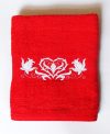 Towels - hungarian heart folk embroidery - red - white design Towels - hungarian heart folk embroidery - red - white design