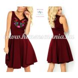 Women's dress - folk embroidery - handmade - Kalocsa motif - claret