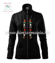   Women's zipped jacket - folk embroidered - Kalocsa style - black