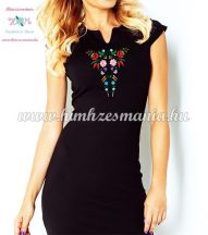 Women's dress - folk embroidery - Kalocsa style - black