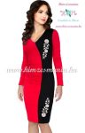 Elegant dress long sleeve - hungarian folk machine-embroidery - Kalocsai style - red Elegant dress long sleeve - hungarian folk machine-embroidery - Kalocsai style - red