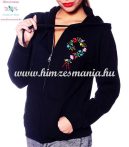   Women sweatshirt - hungarian folk embroidery - kalocsa heart - black