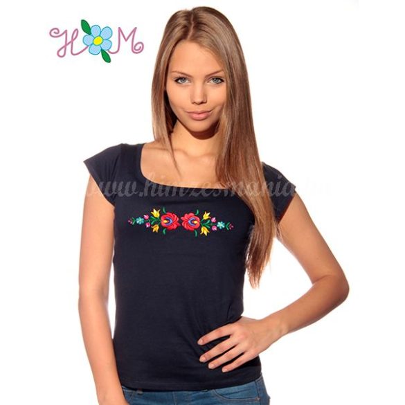 Embroidery Mania - T-shirt hungarian folk machine-embroidered - blue