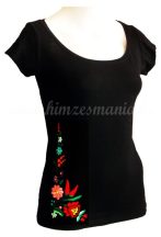   Embroidery Mania - T-shirt hungarian folk hand-embroidered - black