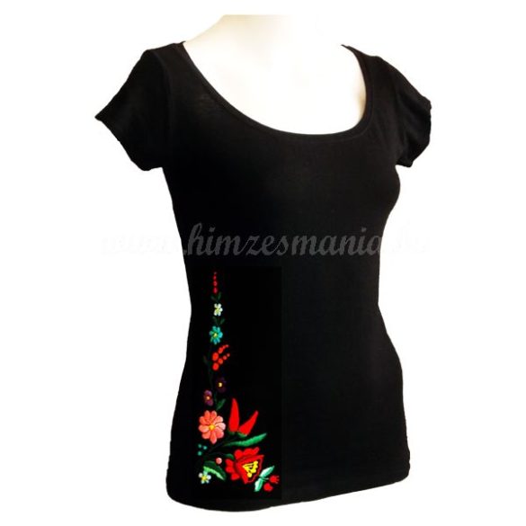 Embroidery Mania - T-shirt hungarian folk hand-embroidered - black