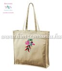   Shopping bag - cotton canvas - machine embroidery - Kalocsa motif - natural