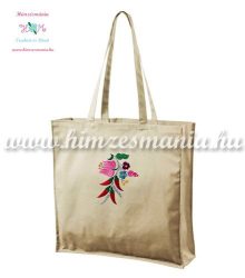 Shopping bag - cotton canvas - machine embroidery - Kalocsa motif - natural