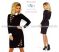 Long sleeve women's dress - hungarian folk embroidery - color Kalocsa pattern