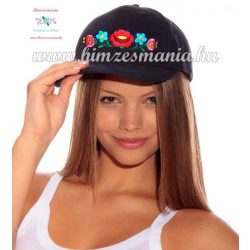   Baseball cap - hungarian folk - machine embroidery - kalocsai motif - unisex - blue