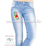 Women's jeans - hungarian folk  machine embroidery - Kalocsa style 