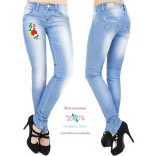 Women's jeans - hungarian folk  machine embroidery - Kalocsa style 