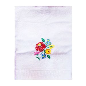 Towels - hungarian folk embroidery - kalocsa style - white