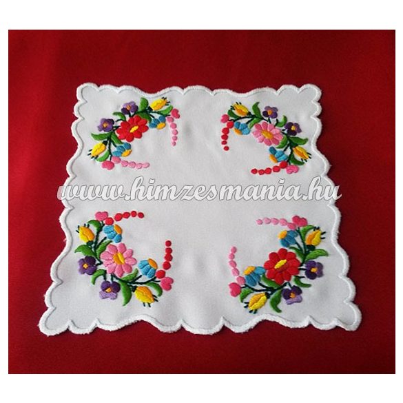 Small tablecloth - hungarian folk - hand embroidery - Kalocsa style - 20x20 cm