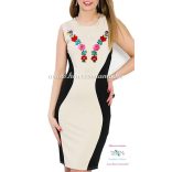 Sleeveless women dresses - hungarian folk hand embroidery - Kalocsa style - beige