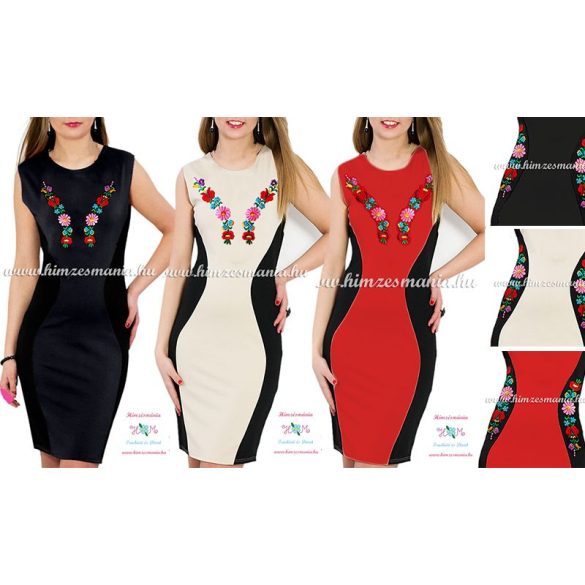Sleeveless women dresses - hungarian folk hand embroidery - Kalocsa style - beige