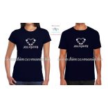 HUNGARY feliratos hímzett férfi póló matyó szív mintával - kék