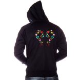 Sweatshirt with zipper - hungarian folk machine-embroidery - kalocsai style - blue