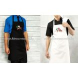 Bib apron - hungarian folk - machine embroidery- Kalocsa motif - unisex - white