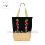 MATYÓ MINTÁS VÁSZONTÁSKA - KÉZI HÍMZÉS - FEKETE