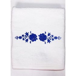   Towels - hungarian folk embroidery - Matyo style - white - blue design