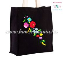   Cotton canvas bag - hungarian folk embroidery - handmaded - Kalocsa style - black