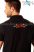 Hímzésmánia - matyó mintás elején-hátulján hímzett galléros férfi póló - fekete 