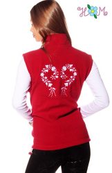 Embroidery Mania - Fleece vest - folk embroidery from Hungary - red