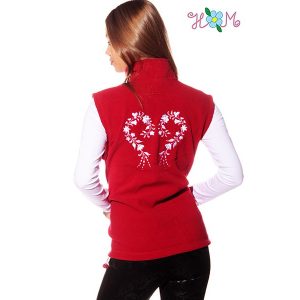 Embroidery Mania - Fleece vest - folk embroidery from Hungary - red