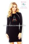 Elegáns női ruha kalocsai - hosszú ujjú - gépi hímzés - fekete Elegáns női ruha kalocsai - hosszú ujjú - gépi hímzés - fekete