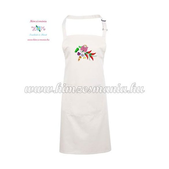 Apron - hungarian folk embroidery - Kalocsa motif - white