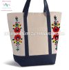 Cotton canvas tote bag - hungarian folk embroidered - Matyo style - Natur-navy Cotton canvas tote bag - hungarian folk embroidered - Matyo style - Natur-navy