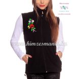 Fleece vest - folk embroidery from Hungary - Kalocsa motif - black