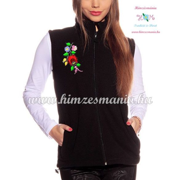 Fleece vest - folk embroidery from Hungary - Kalocsa motif -