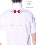   Men's shirt - hungarian folk machine embroidery - Kalocsa style - Embroidery Mania - white