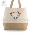 Large cotton and jute (juco) shopper bag - folk embroidery - Matyo style - natural Large cotton and jute (juco) shopper bag - folk embroidery - Matyo style - natural